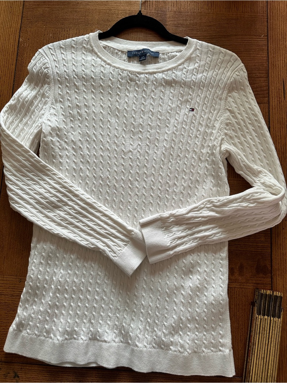 Tommy Hilfiger Women's Cream Cable Crew Sweater